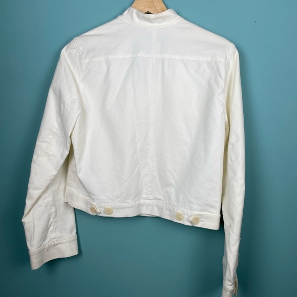 Lauren Ralph Lauren women's ivory cotton twill cropped jacket. Size M Petite - Picture 3 of 12